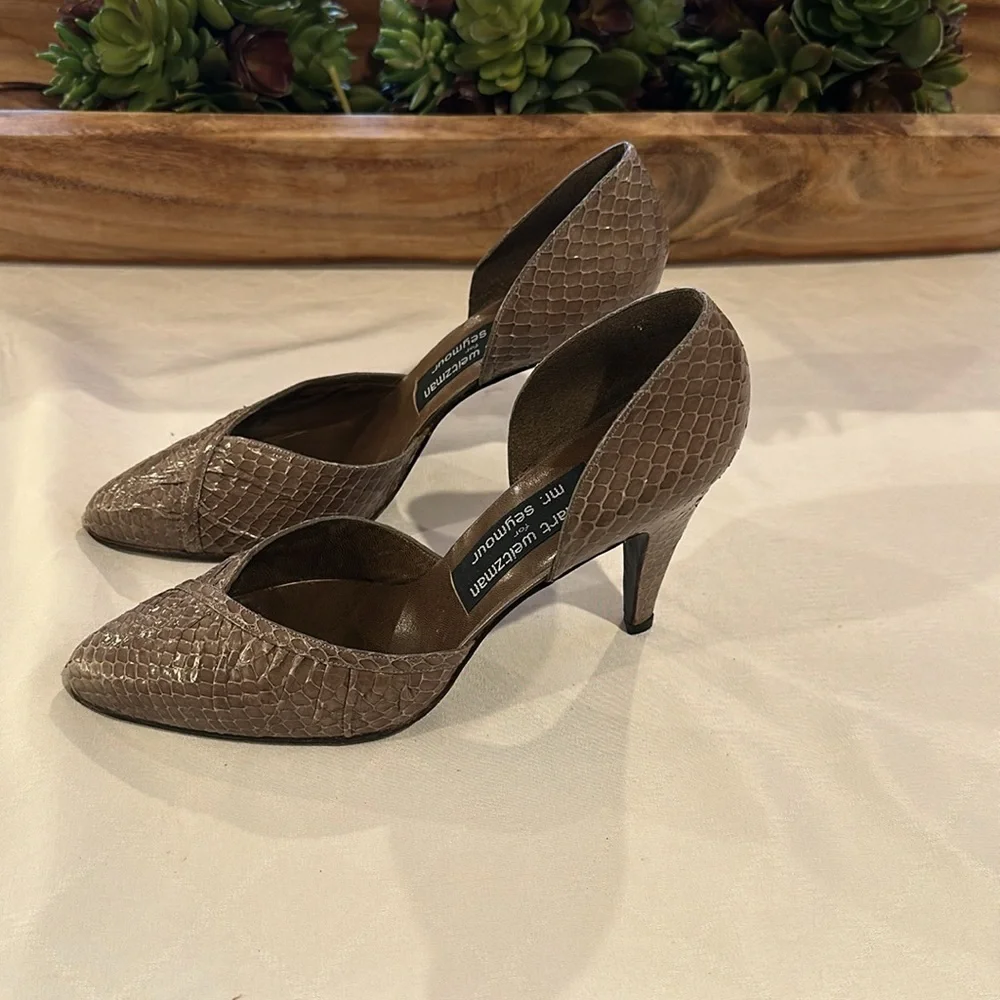 Stuart Weitzman‎ for Mr Seymour Vintage Snakeskin Heels shoes  size 8.5 EUC